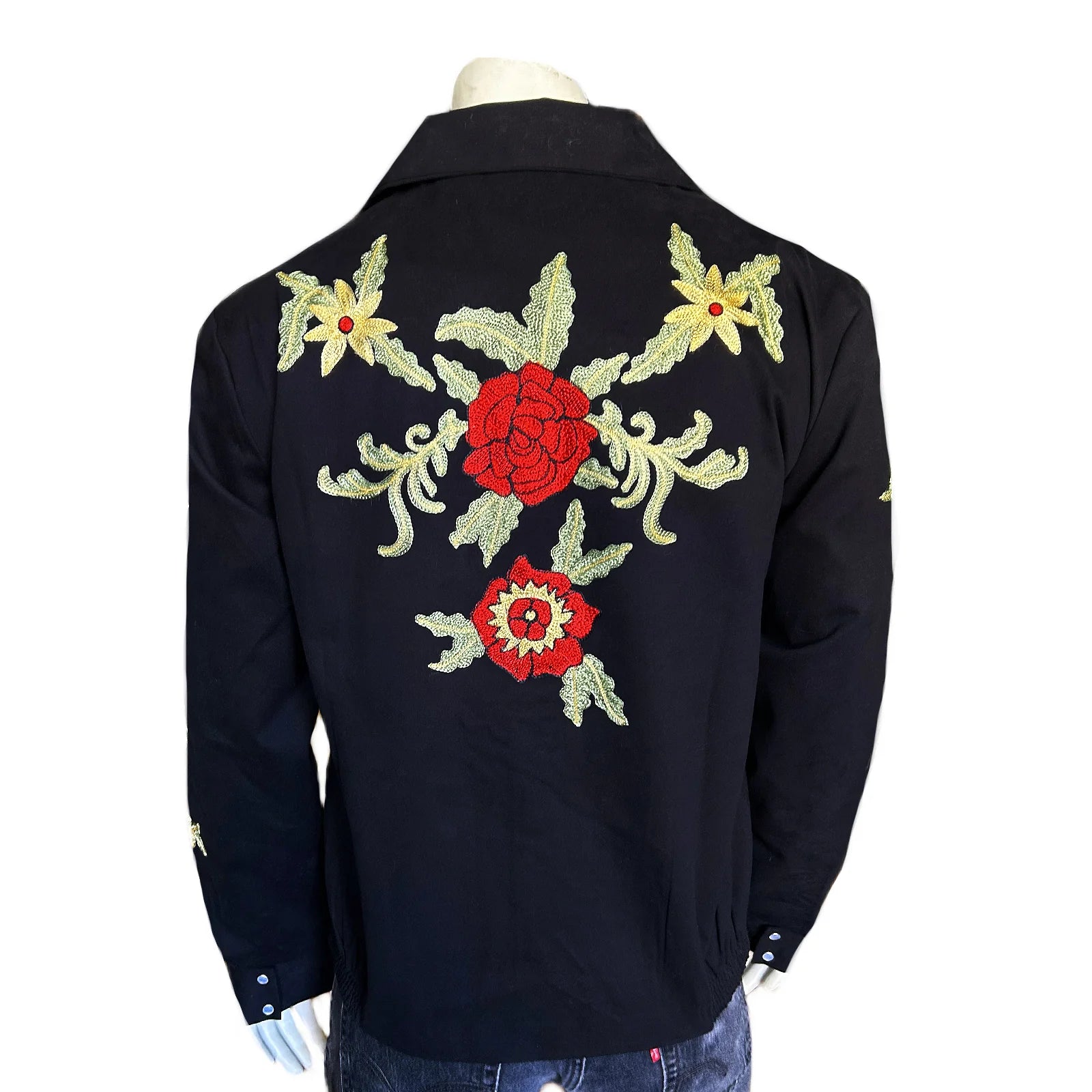 Vintage Inspired Western Jacket Mens Rockmount Ranch Wear Floral Embroidery Front