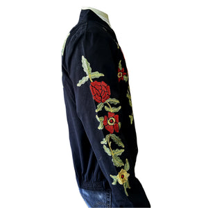 Vintage Inspired Western Jacket Mens Rockmount Ranch Wear Floral Embroidery Side