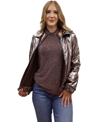 Liberty Wear Women's Bomber Jacket Metallic Front