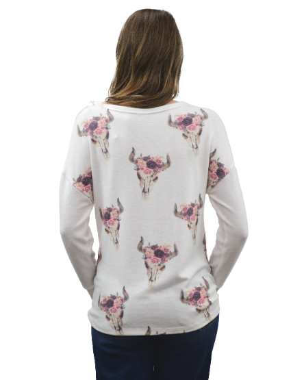 Liberty Wear Ladies' Floral Steer Sweater Back