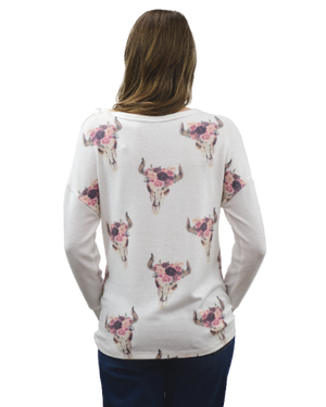 Liberty Wear Ladies' Floral Steer Sweater Back