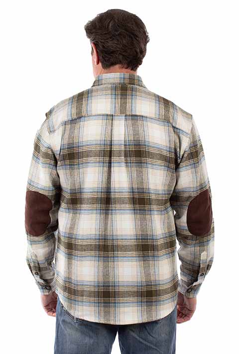 Sully Men's Farthest Point Olive Corduroy Plaid Shirt Front