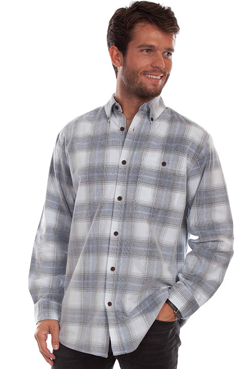 Sully Farthest Point Plaid Corduroy Shirt Blue Grey Front