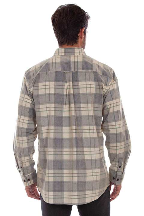 Sully Farthest Point Plaid Corduroy Shirt Blue Tan Back