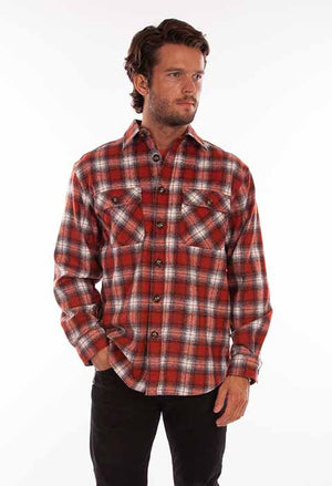 Scully Farthest Point Flannel Plaid Rust/Black Front