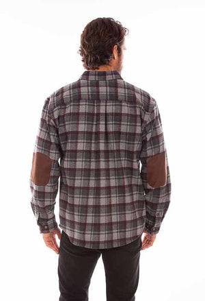 Scully Farthest Point Heavy Flannel Plaid Charcoal/Burgundy Back