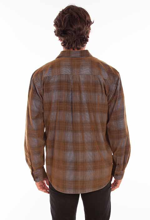 Men's Farthest Point Collection Shirt: Corduroy Plaid Blue Brown