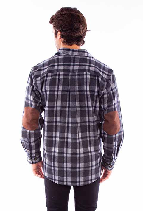 Scully Farthest Point Wool Flannel Plaid Charcoal Back