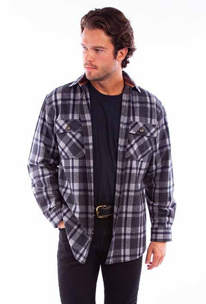 Scully Farthest Point Wool Flannel Plaid Charcoal Front 