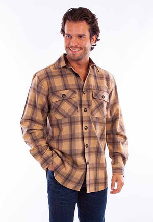 Scully Farthest Point Wool Flannel Plaid Tan Front 