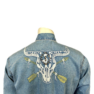 Rockmount Men's Vintage Inspired Steer Skull Arrows Denim Back