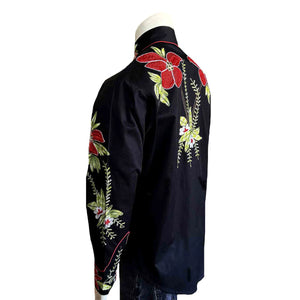 Vintage Inspired Western Men's Shirt Rockmount Hawaiian Hibiscus Side