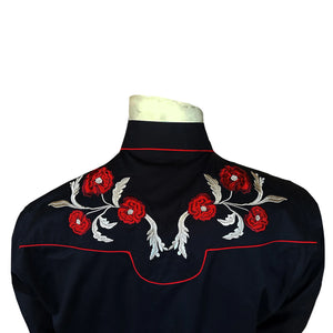 Rockmount Ranch Wear Men's Embroidered Roses on Black #176716 Back