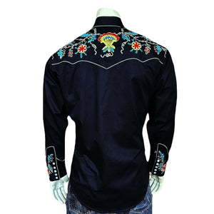 Rockmount Ranch Wear Men's Vintage Western Shirt Floral on Black Back