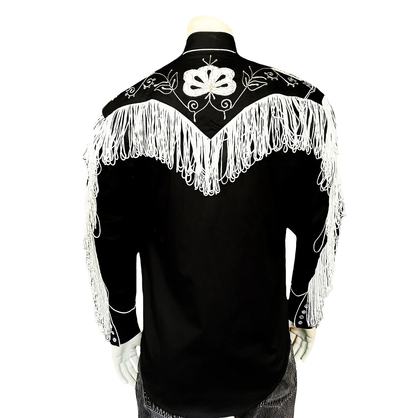 Vintage Inspired Western Shirt Men's Rockmount Fringe Black Back