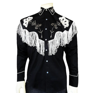 Vintage Inspired Western Shirt Men's Rockmount Fringe Black Back