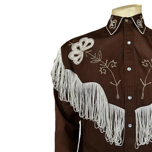 Rockmount Ranch Wear Men's Fringe Shirt Brown Front