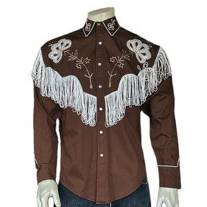 Rockmount Ranch Wear Men's Fringe Shirt Brown Front