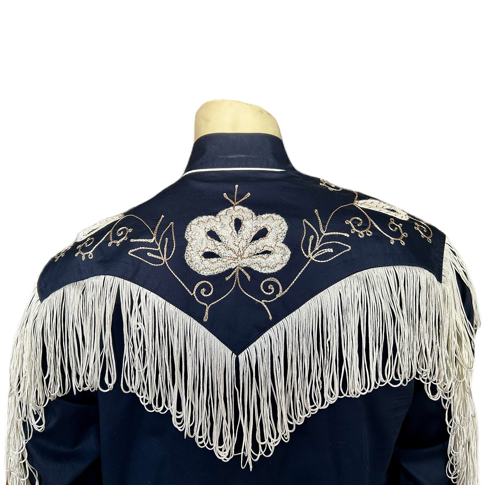 Rockmount Ranch Wear Men's Western Shirt Fringe Navy Back