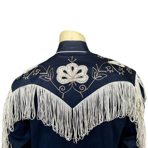 Rockmount Ranch Wear Men's Western Shirt Fringe Navy Back