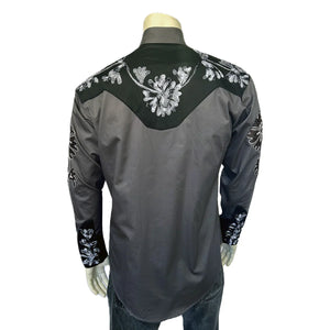 Rockmount Men's Two Tone Grey Black Embroidered Shirt Back