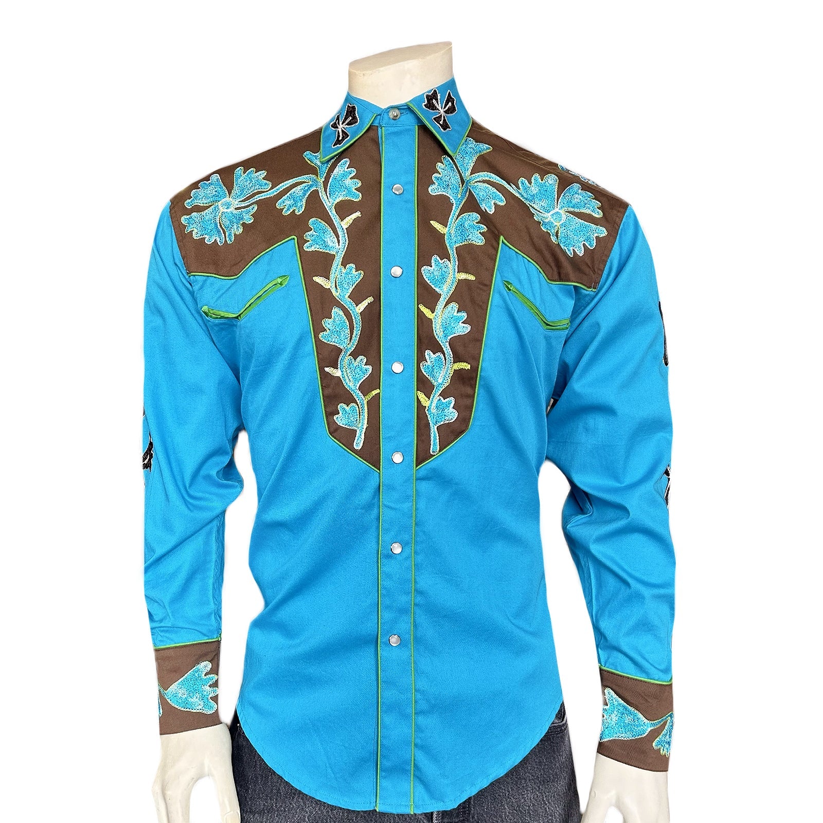 Rockmount Ranch Wear Men's Vintage Western Shirt 2 Tone Blue Front 