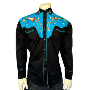 Vintage Inspired Western Shirt Mens Rockmount Ranch Wear Atomic Cowboy Front