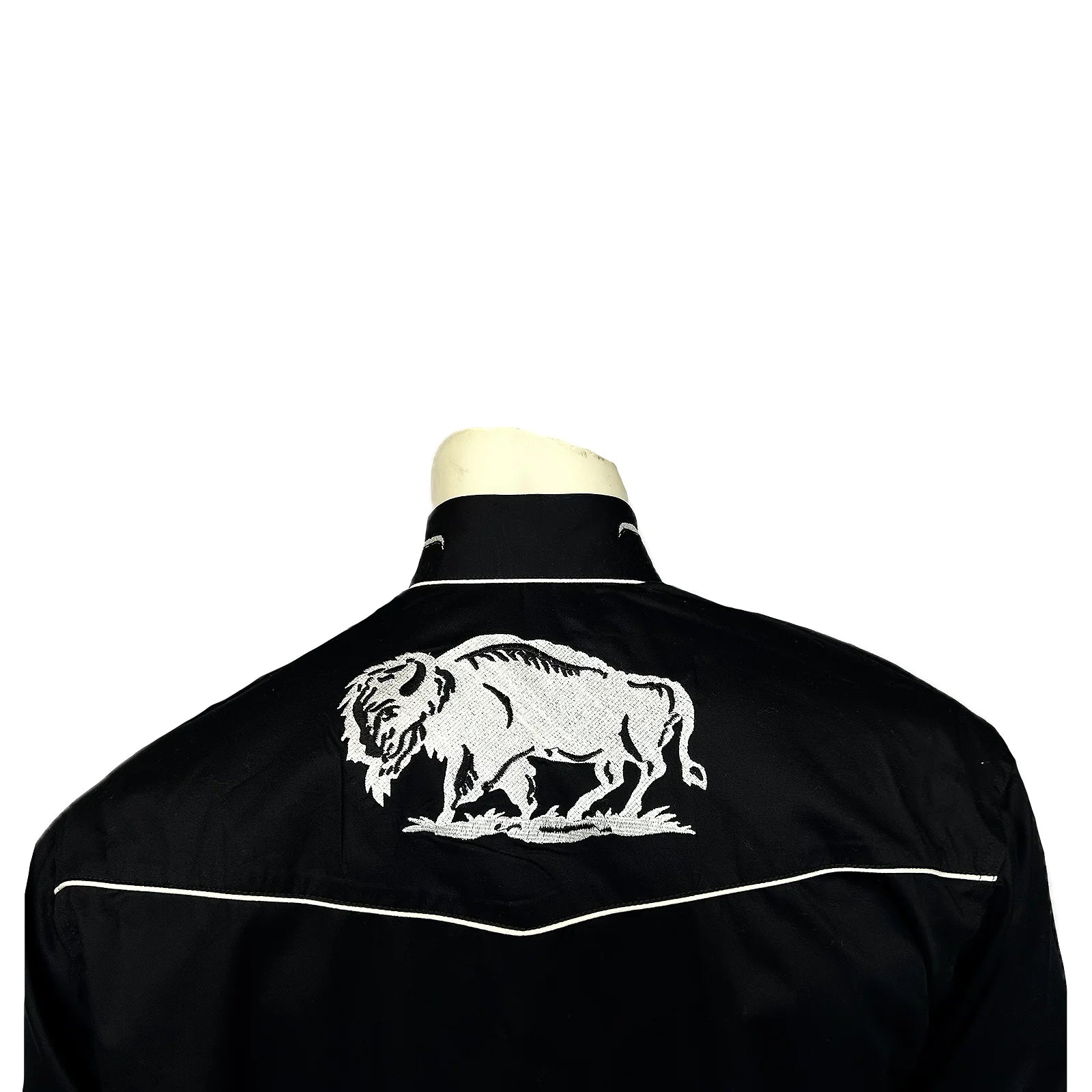 Rockmount Ranch Wear Men's Western Vintage White Bison on Black Back