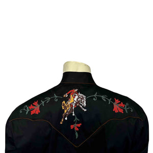 Rockmount Ranch Wear Men's Embroidery Bucking Bronc Black Back #176840B