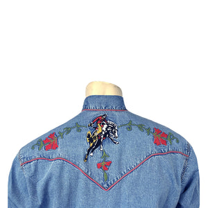 Rockmount Ranch Wear Men's Embroidered Bronc Denim Back #176840C