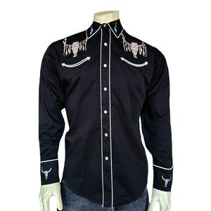 Rockmount Ranch Wear Men's Steer Skull Front Black #176841