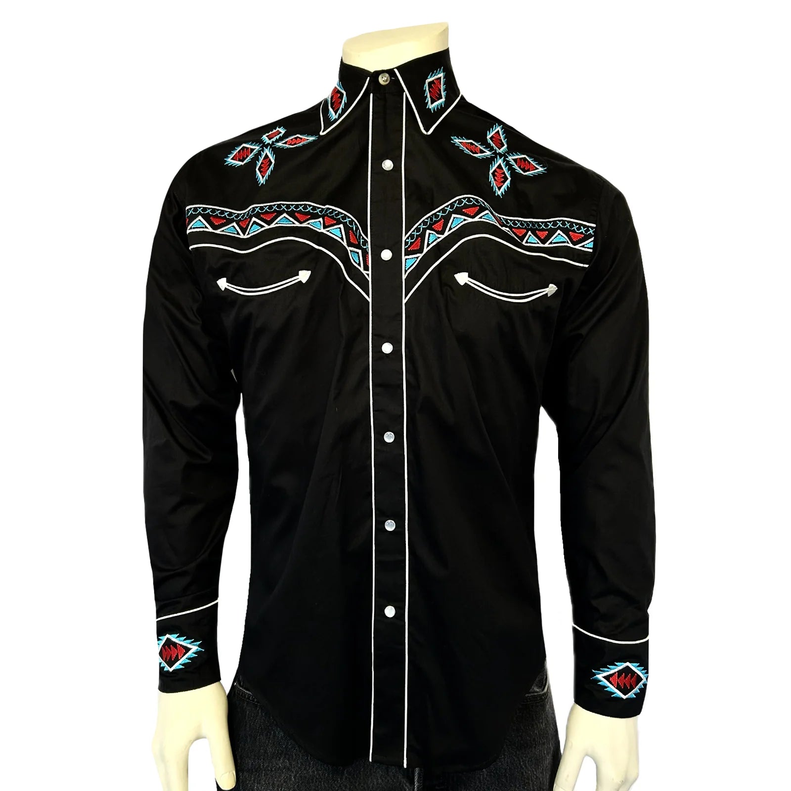 Rockmount Ranch Wear Men's Embroidered Shirt Native Inspired #176860 Front