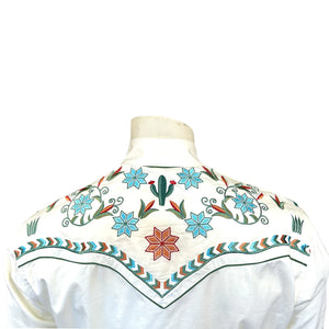 Rockmount Ranch Wear Men's Agave Cactus Floral Embroidery Ivory Back