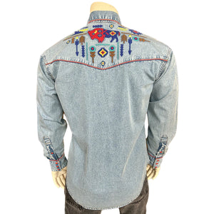 Rockmount Ranch Wear Men's Bison Embroidery Denim Back