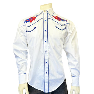 Rockmount Ranch Wear Men's Embroidered Bison Front White #176868