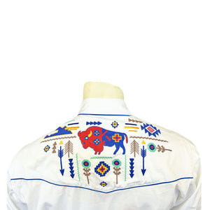 Rockmount Ranch Wear Men's Embroidered Bison White Back #176868