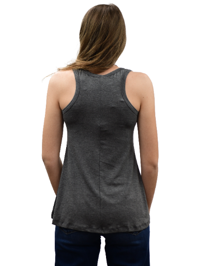 Liberty Wear Ladies' Steer Head Skull Tank Grey Back