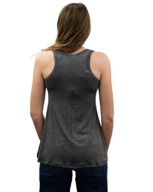 Liberty Wear Ladies' Steer Head Skull Tank Grey Back