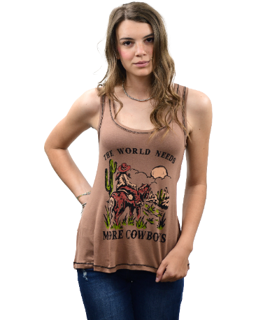 Liberty Wear Ladies' World Needs More Cowboys Tank Front