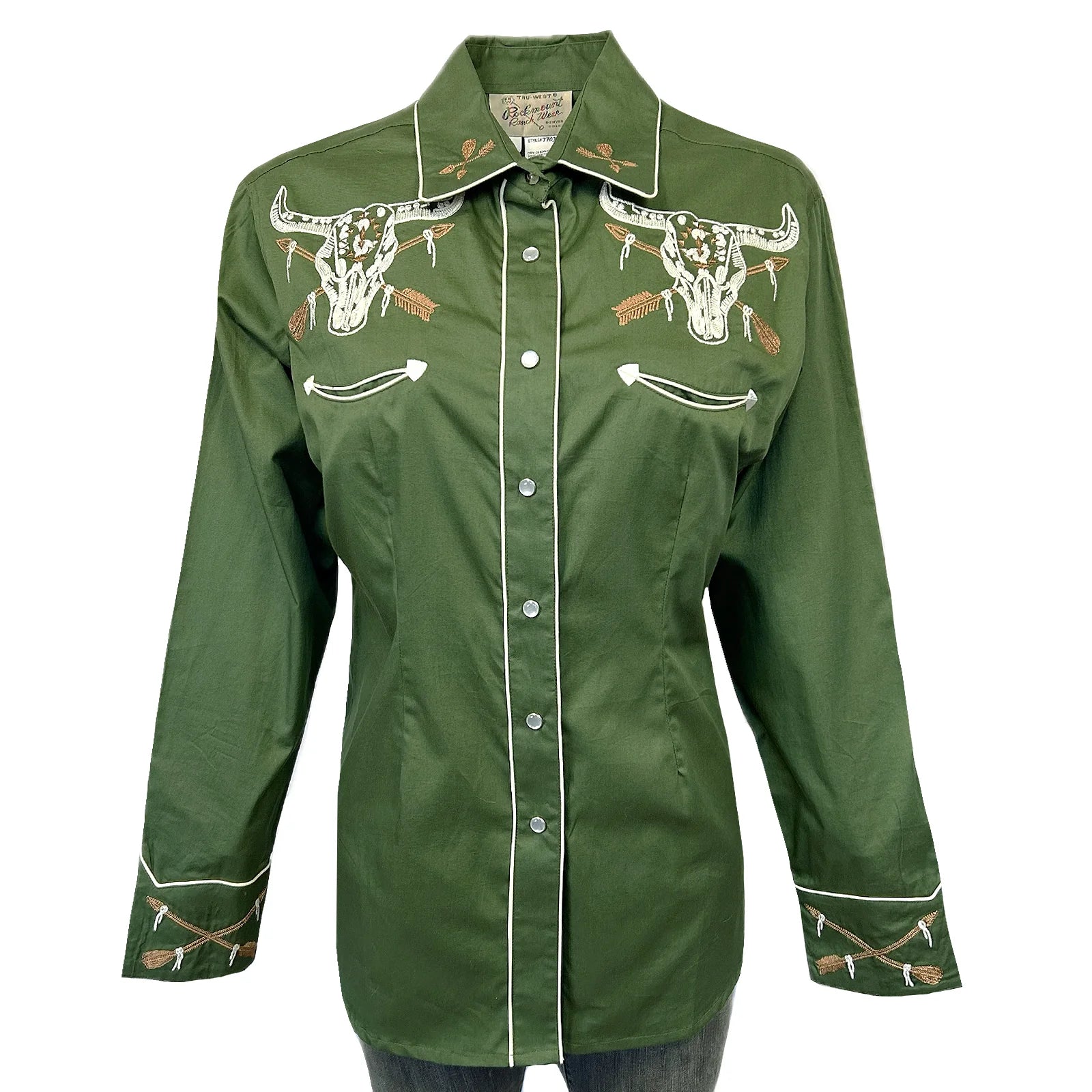 Rockmount Ladies' Shirt wih Steer Skull Embroidery Front