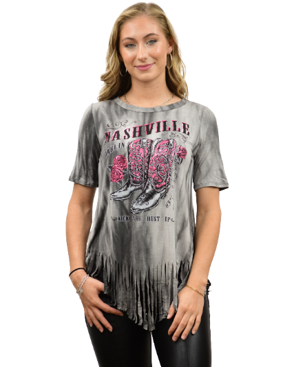 Liberty Wear Ladies' Fringed Top Nashville Darlin' #7765N Front