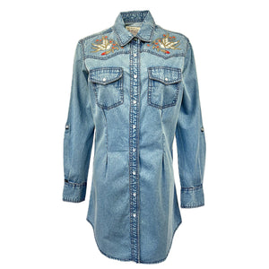 Rockmount Ranch Wear Women's Western Vintage Inspired Dress Swallows Front 