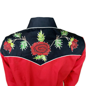 Vintage Inspired Western Shirt Rockmount Nashville Rose Red Back