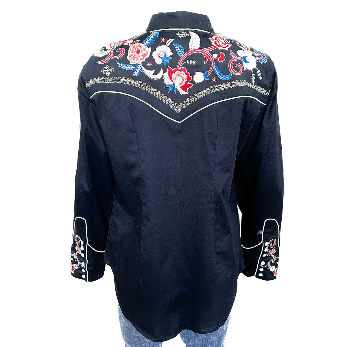 Rockmount Ladies' Fancy Floral & Stars Embroidered Shirt Front