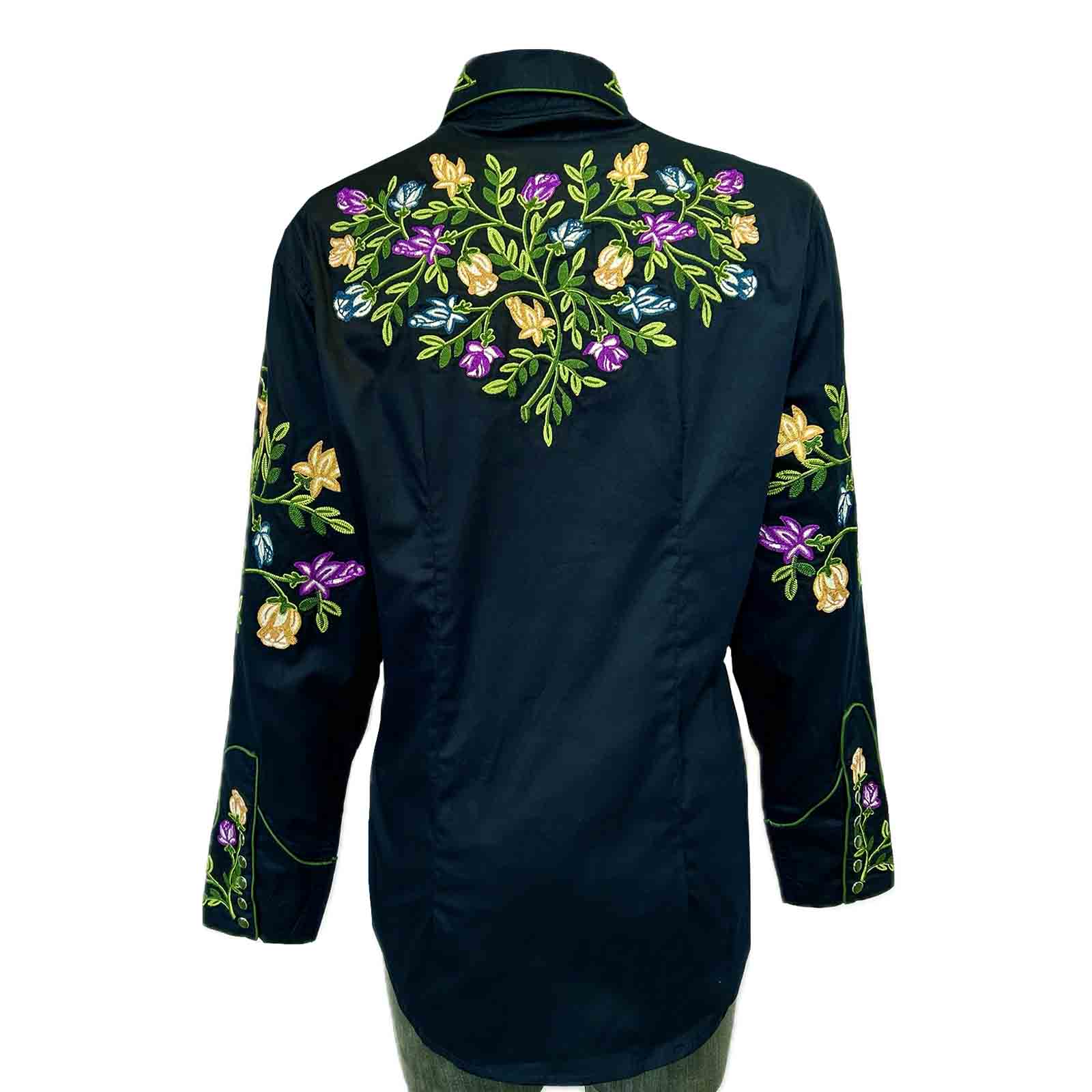 Rockmount Ladies' Floral Embroidery Navy Front