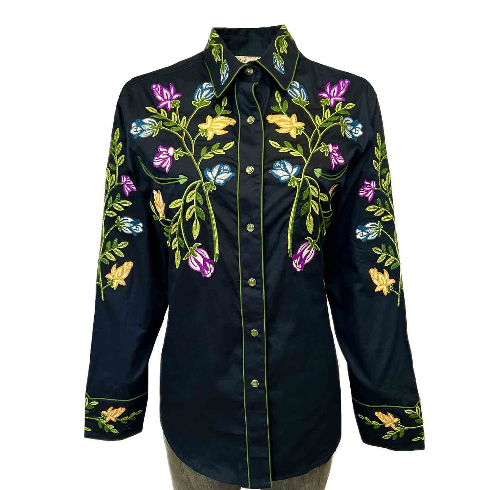 Rockmount Ladies' Floral Embroidery Navy Front