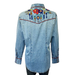 Rockmount Ranch Wear Ladies' Vintage Inspired Western Denim Shirt Bison Back