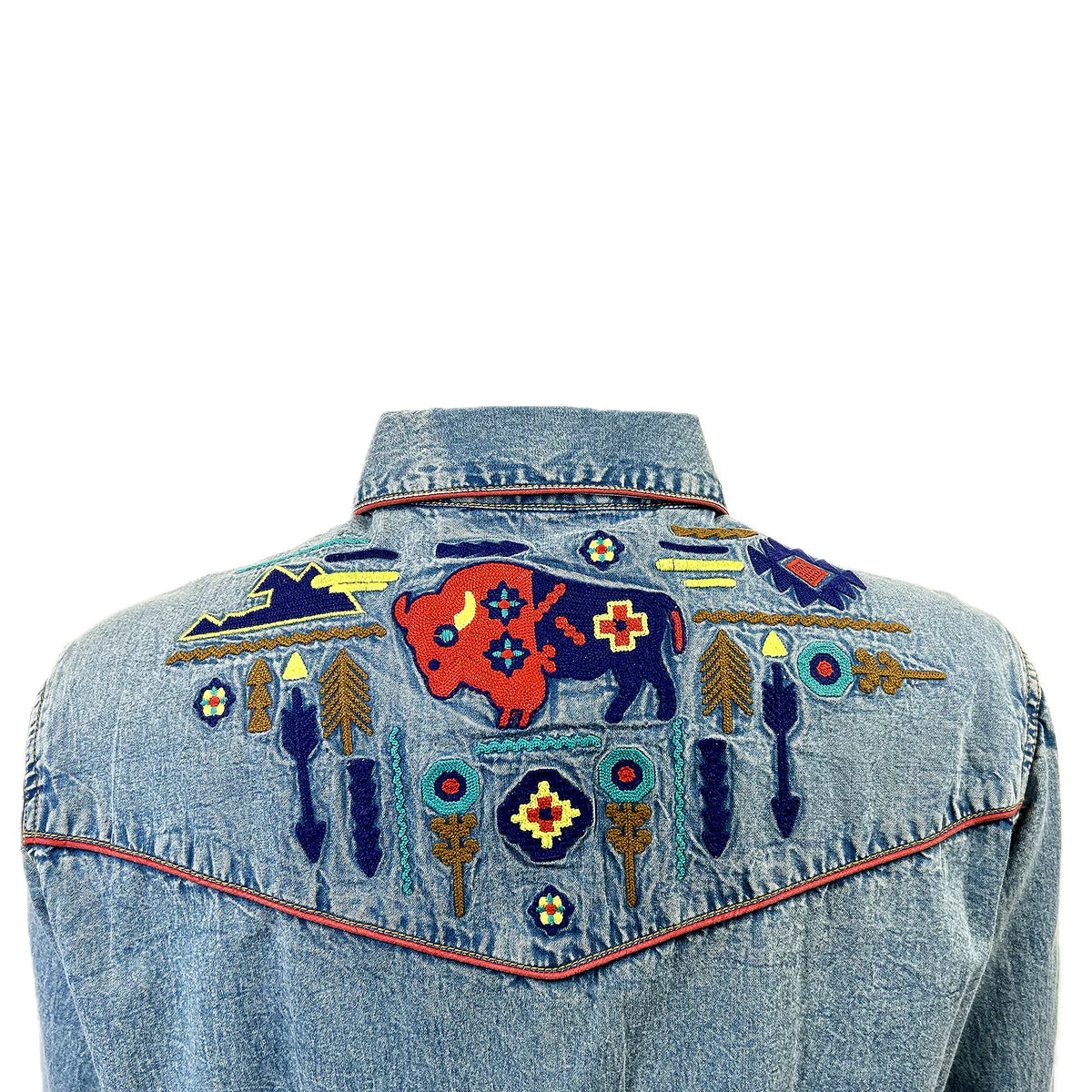 Rockmount Ranch Wear Ladies' Vintage Inspired Western Denim Shirt Bison Back