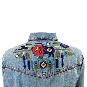 Rockmount Ranch Wear Ladies' Vintage Inspired Western Denim Shirt Bison Back