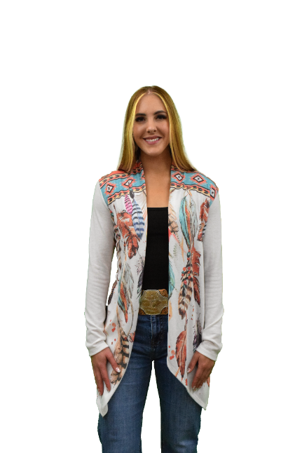 Liberty Wear Ladies' Cardigan Vibrant Feathers